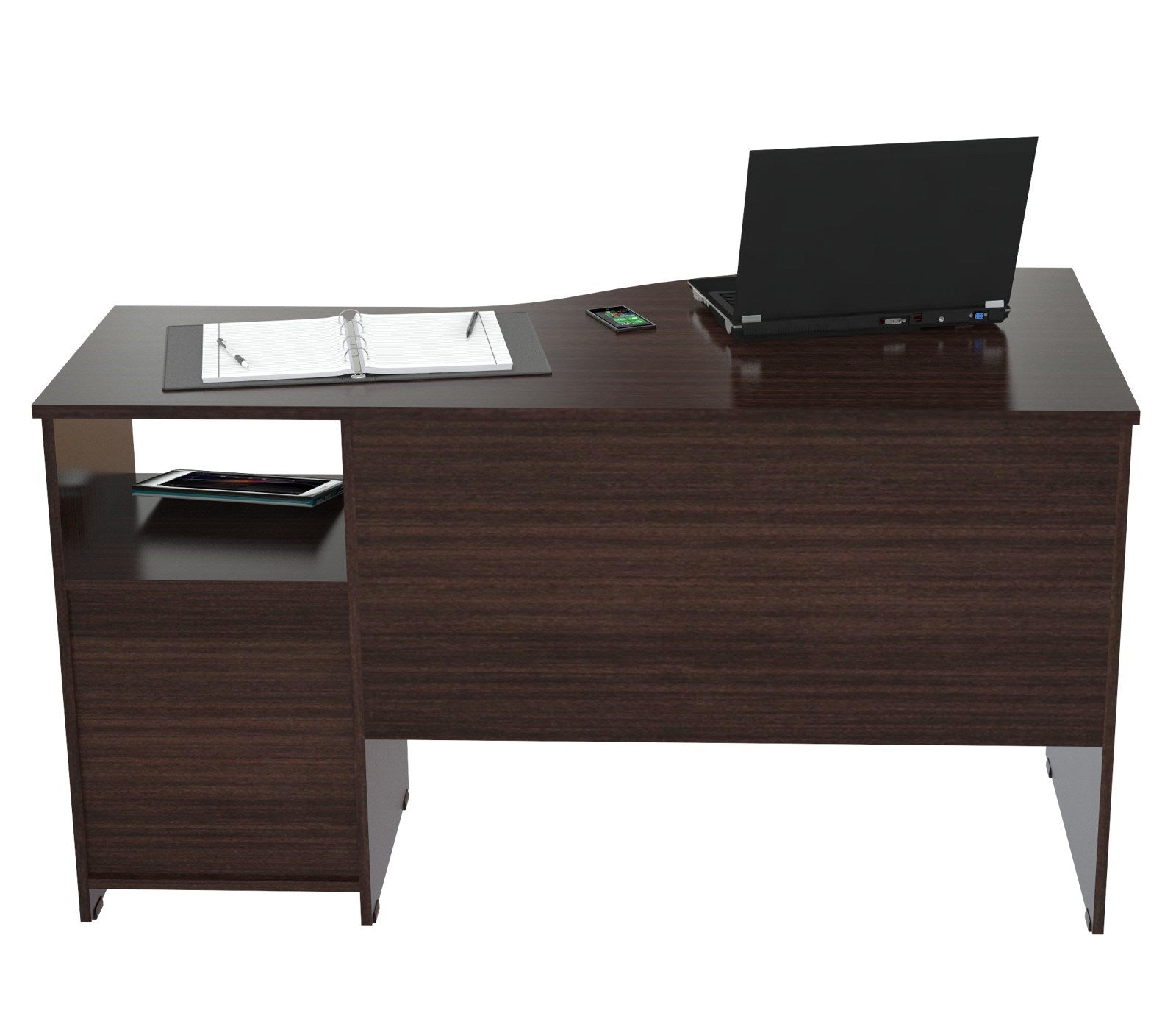 55" Espresso Computer Desk With Two Drawers