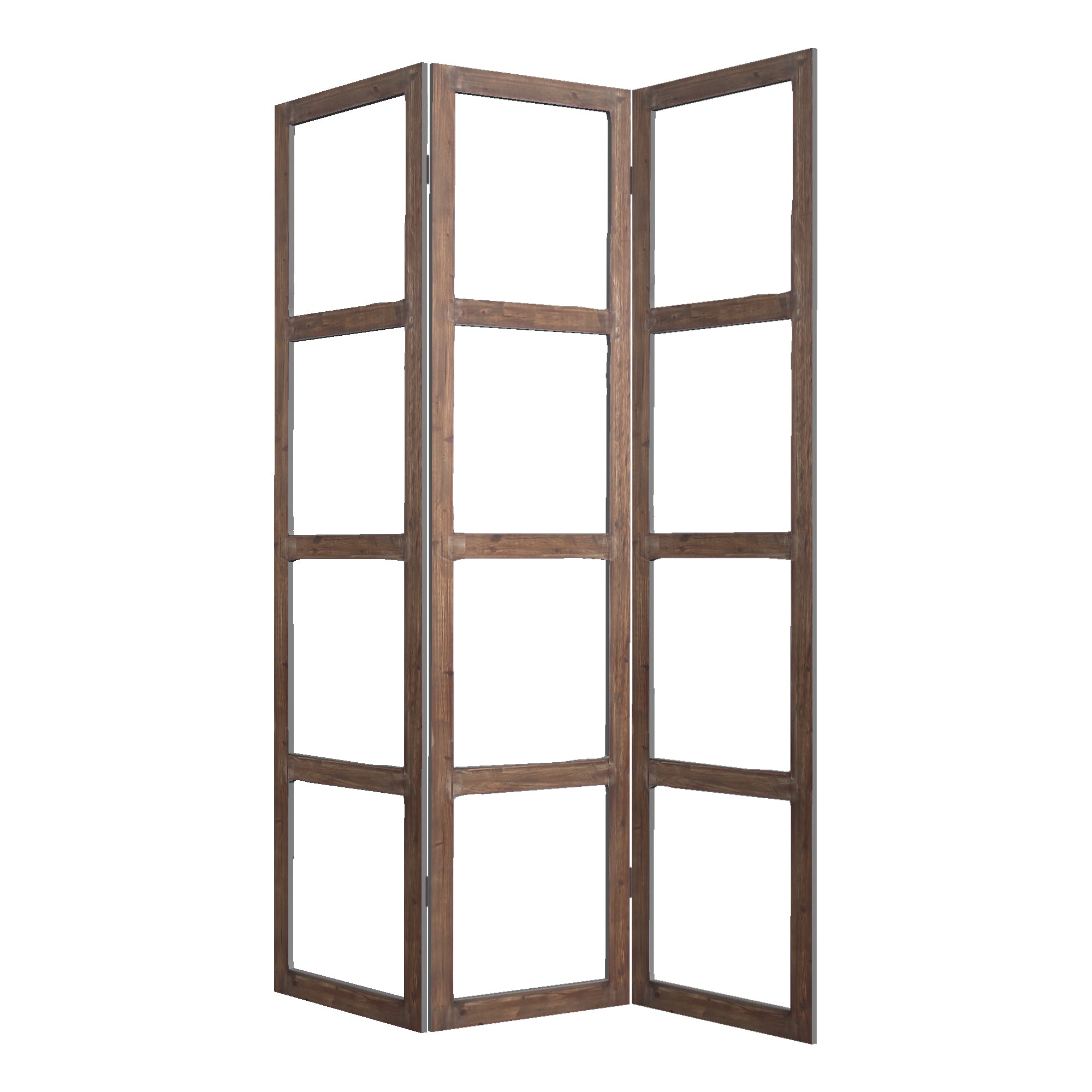 84" Brown Folding Three Panel Screen Room Divider