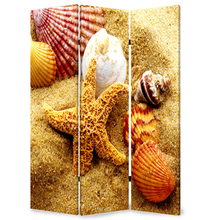 48 X 72 Multi Color Wood Canvas Sea Shell  Screen