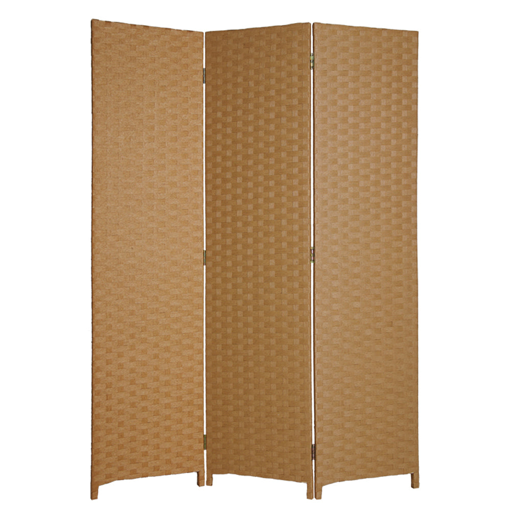 54" X 72" Dark Brown Wood  3 Panel Screen