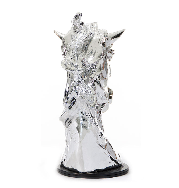 Modern Silver Horse Head Sculpture