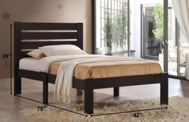 Popular Espresso Queen Size Slat Wood Bed