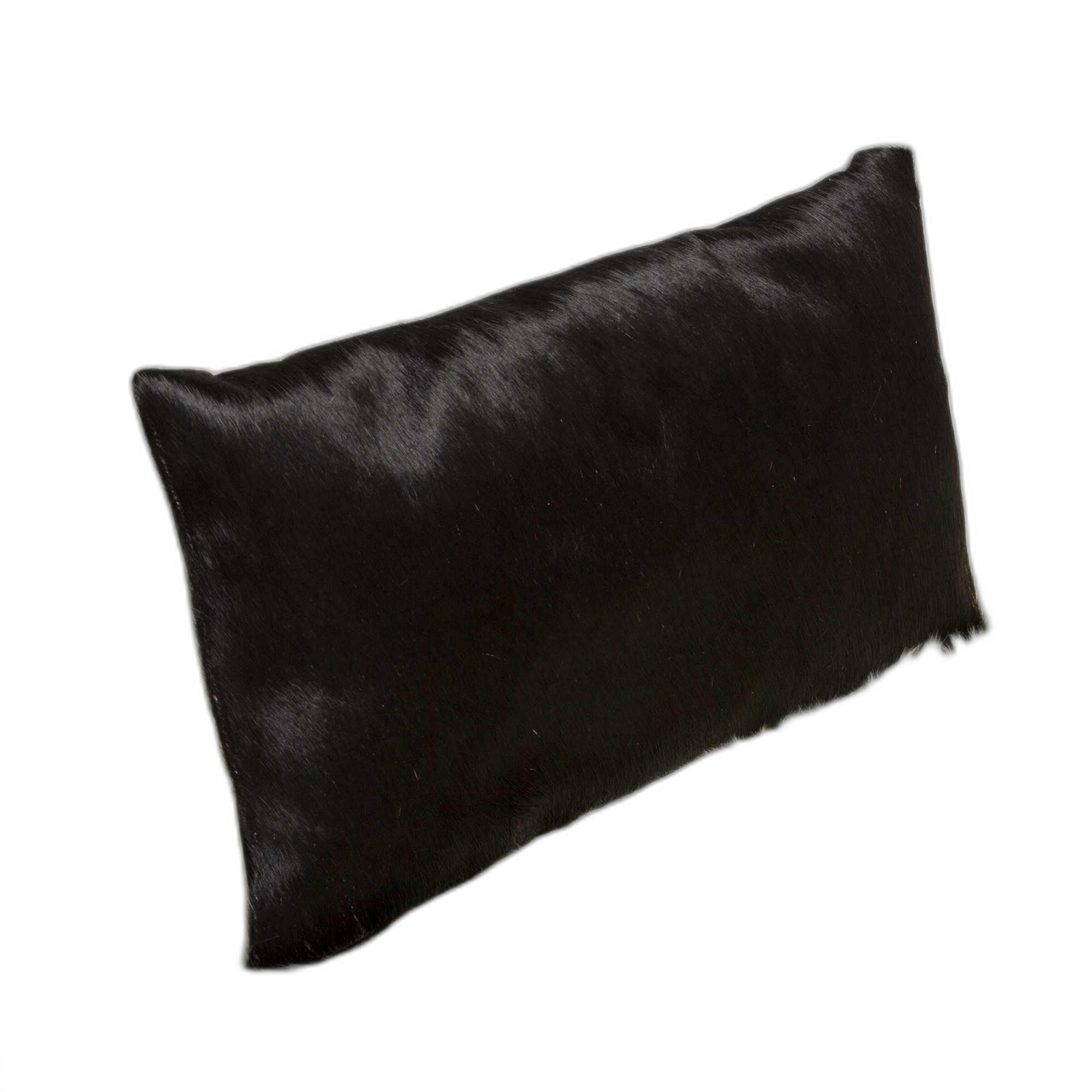 12" X 20" Black Cowhide Throw Pillow