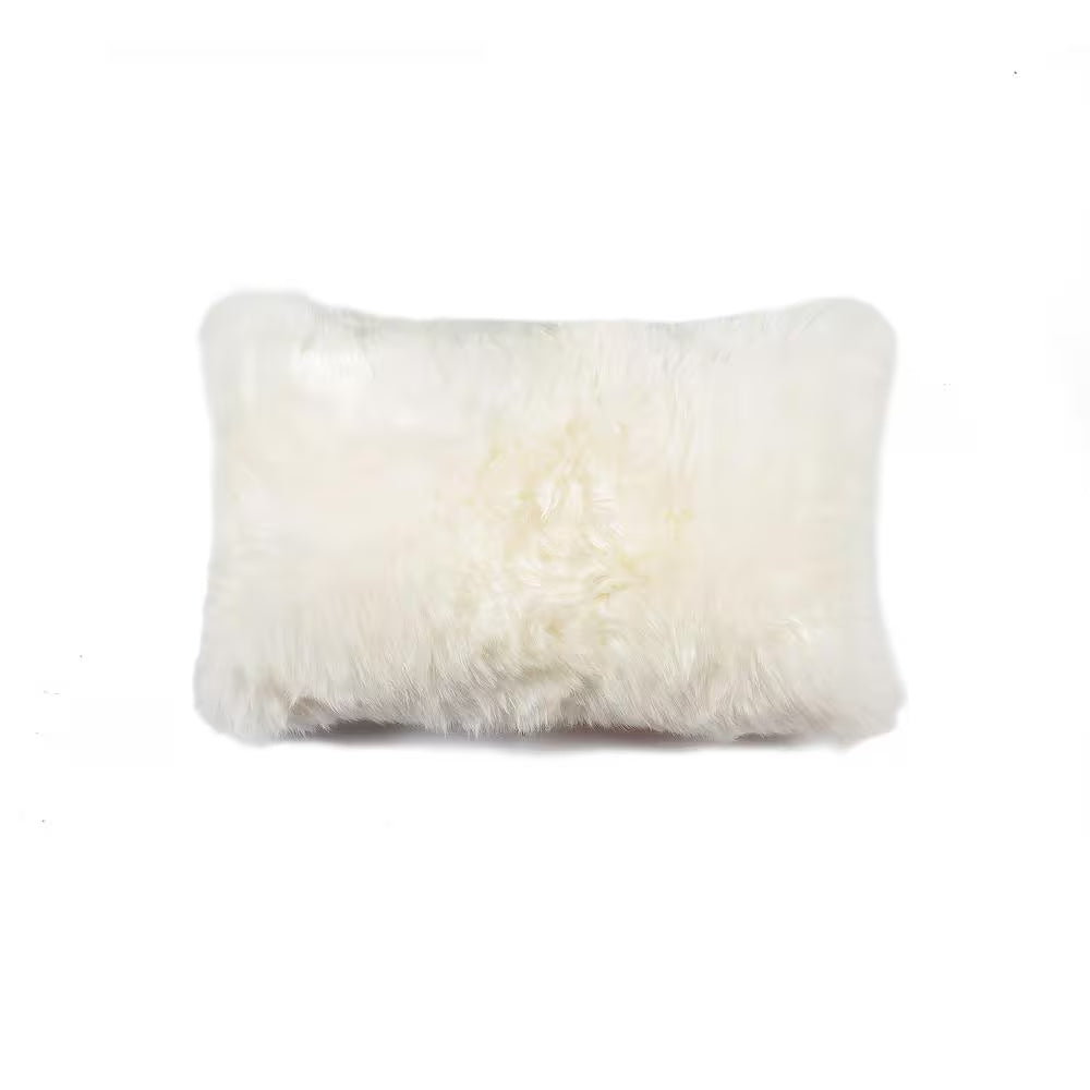 12" X 20" Natural Sheepskin Throw Pillow