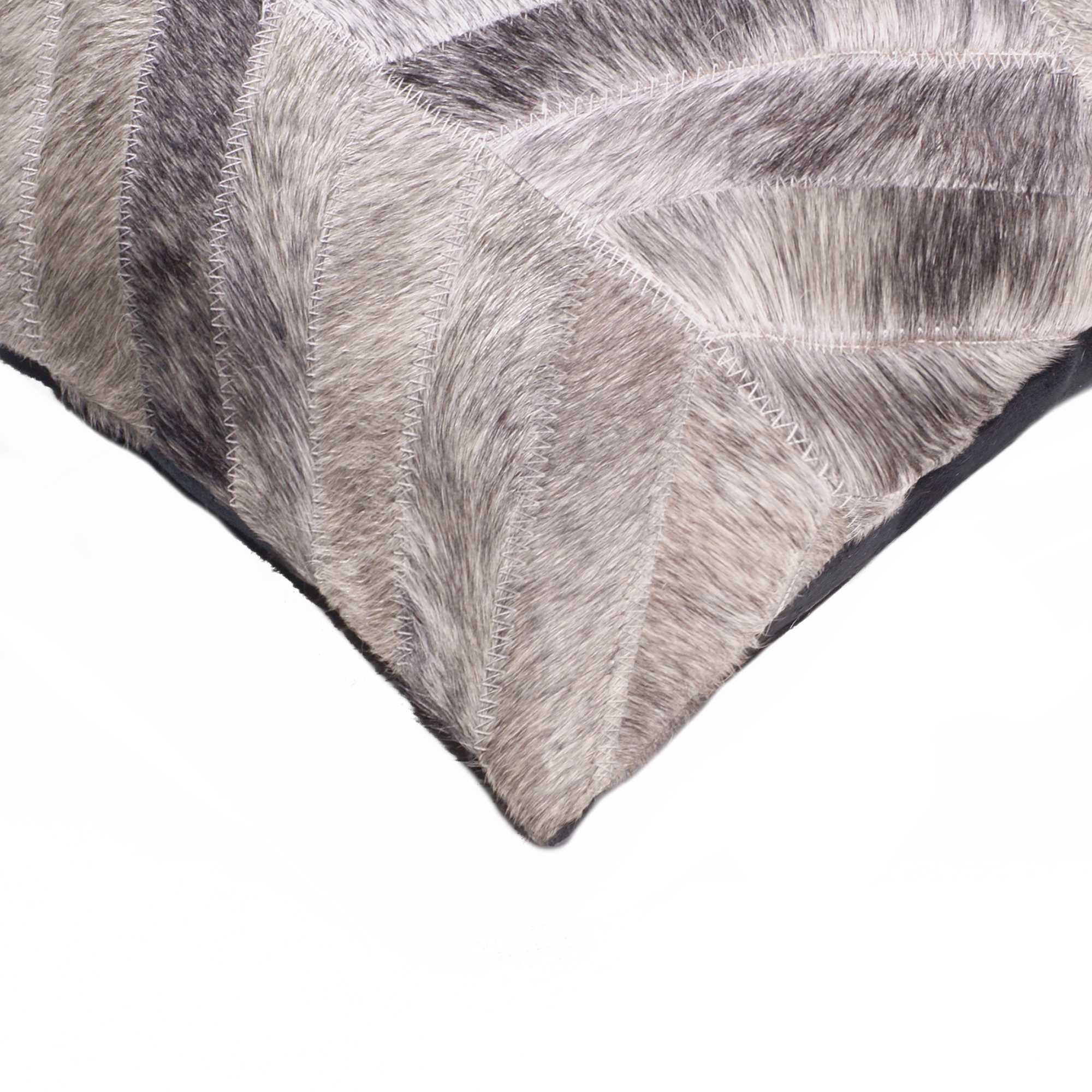 18" Gray Cowhide Throw Pillow