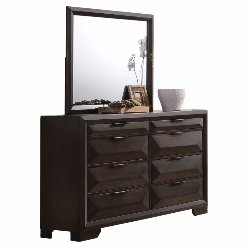 Rich Espresso Finish Wooden Rectangular Beveled Edge Mirror