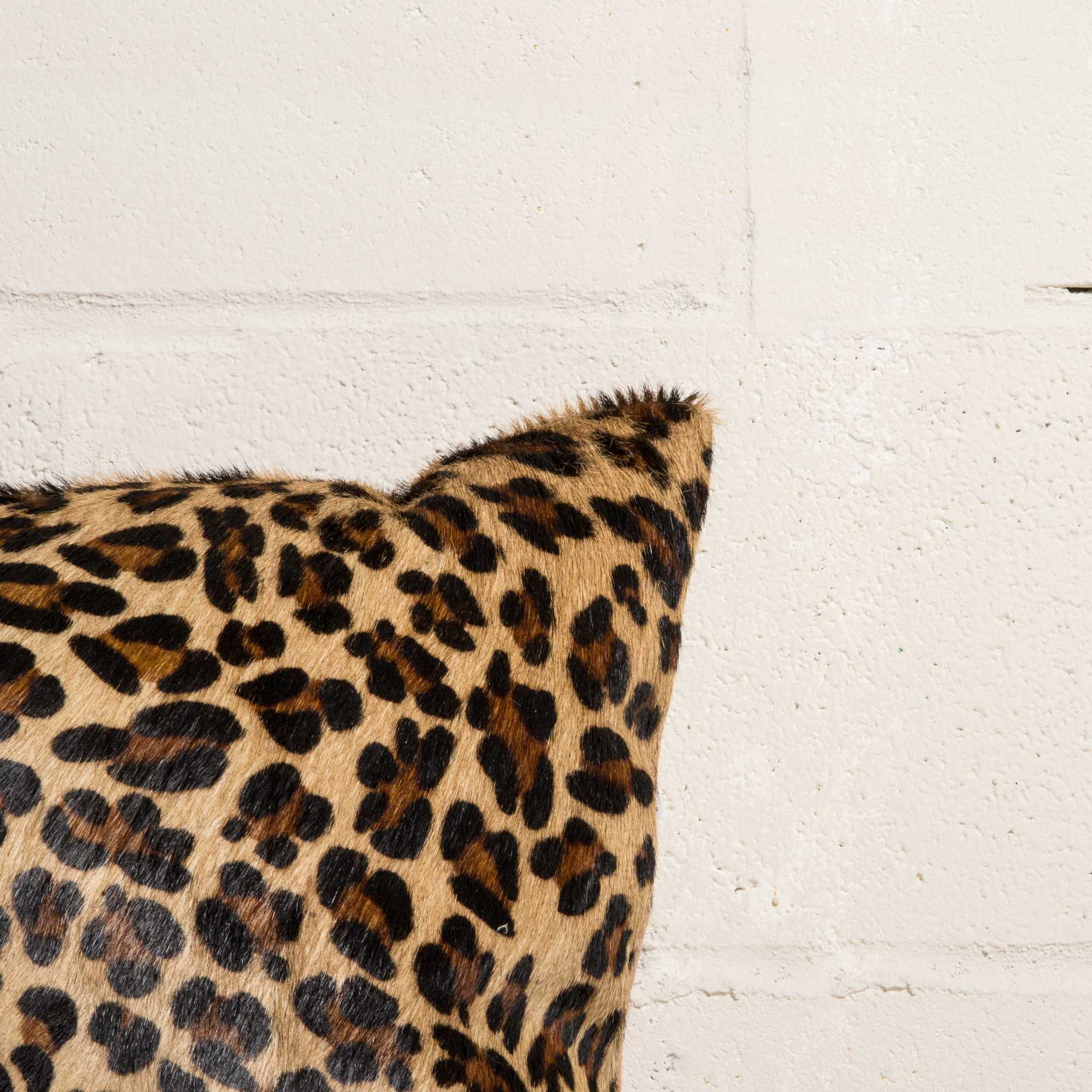 18" X 18" X 5" Striking Leopard Torino Kobe Cowhide  Pillow