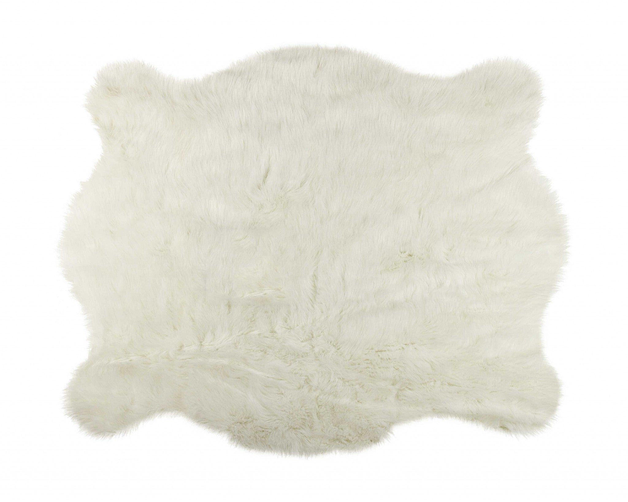 4' X 5' Polar Bear Off White Faux Hide Area Rug