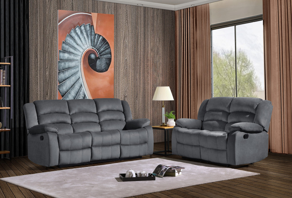 Two Piece Indoor Gray Microsuede Five Person Seating Set