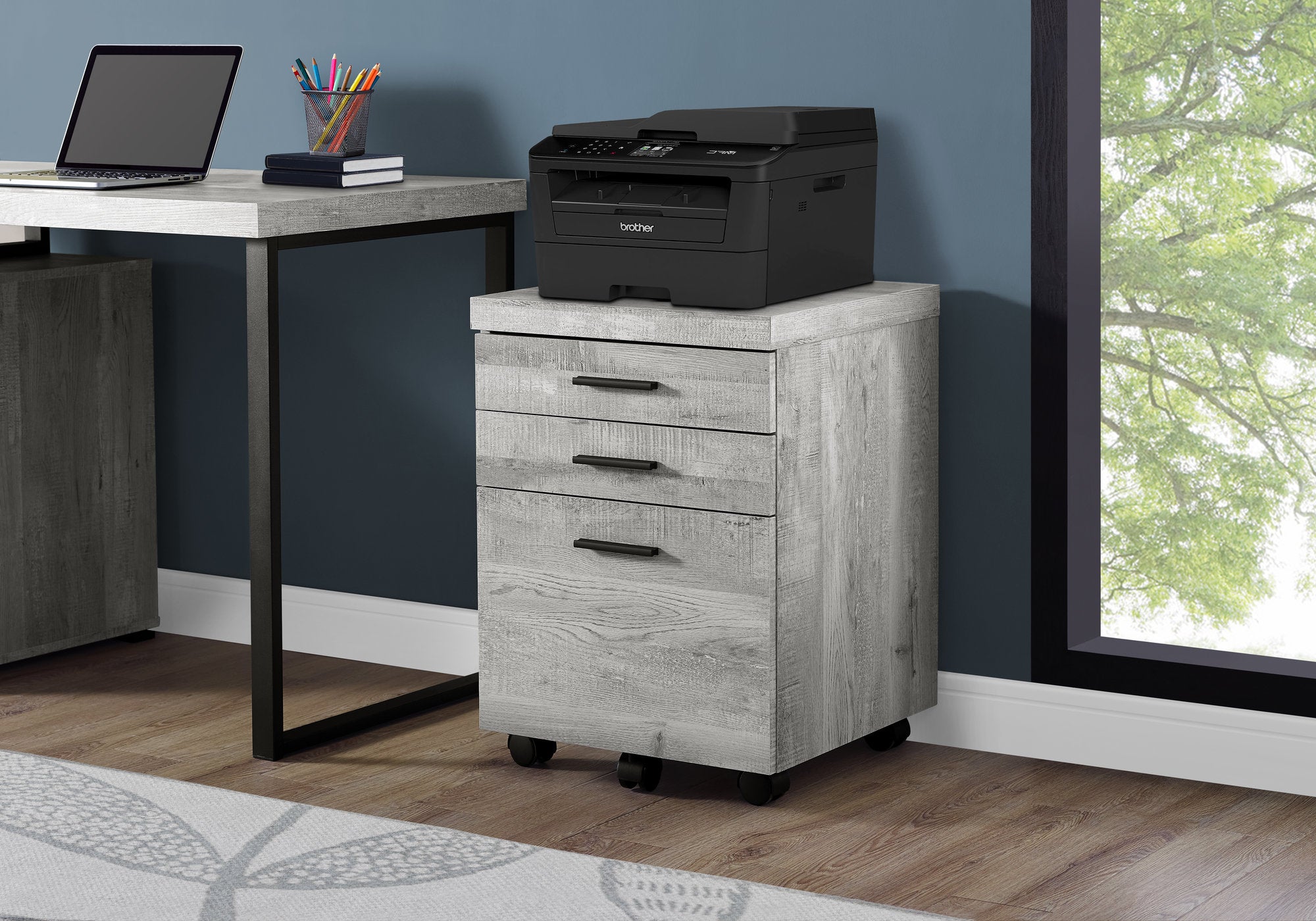 25.25" Particle Board And Mdf Filing Cabinet With 3 Drawers