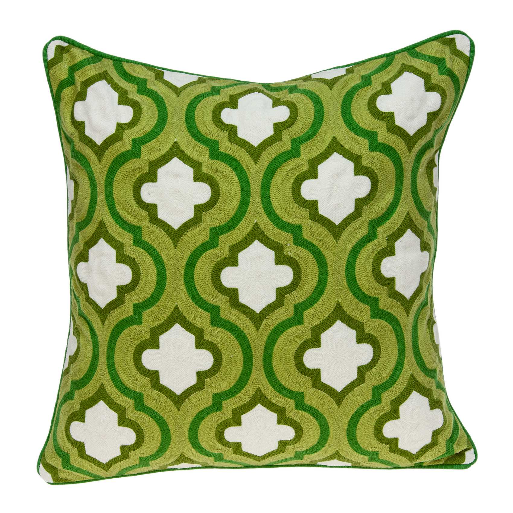 20" X 7" X 20" Cool Traditional Green And White Pillow Cover With Poly Insert