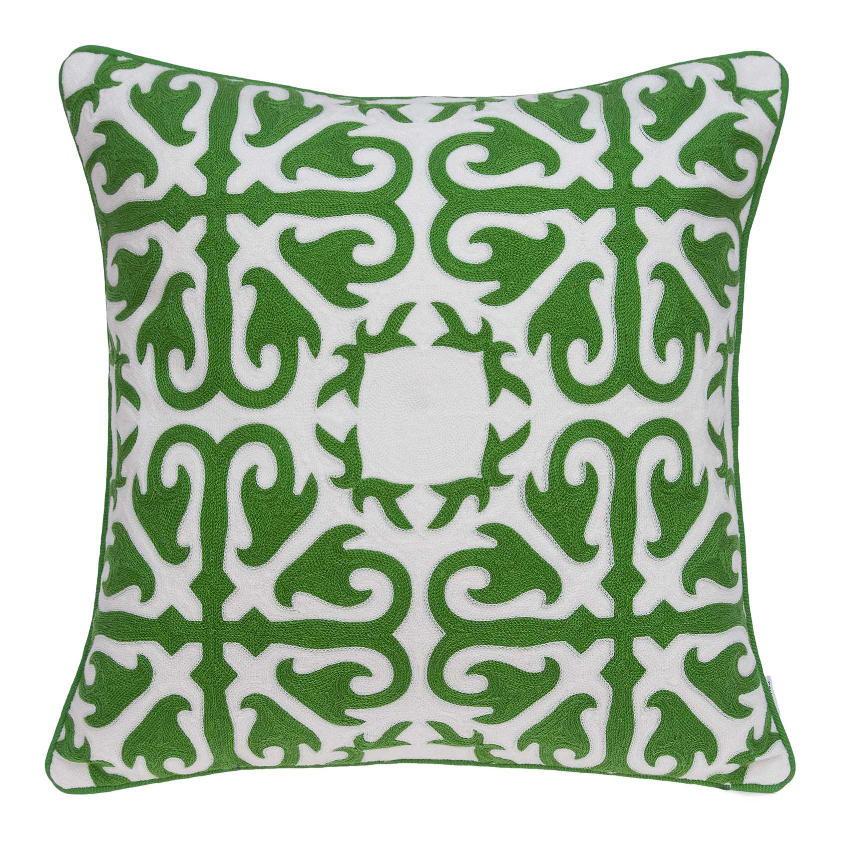 20" X 7" X 20" Traditional Green And White Accent Pillow Cover With Poly Insert