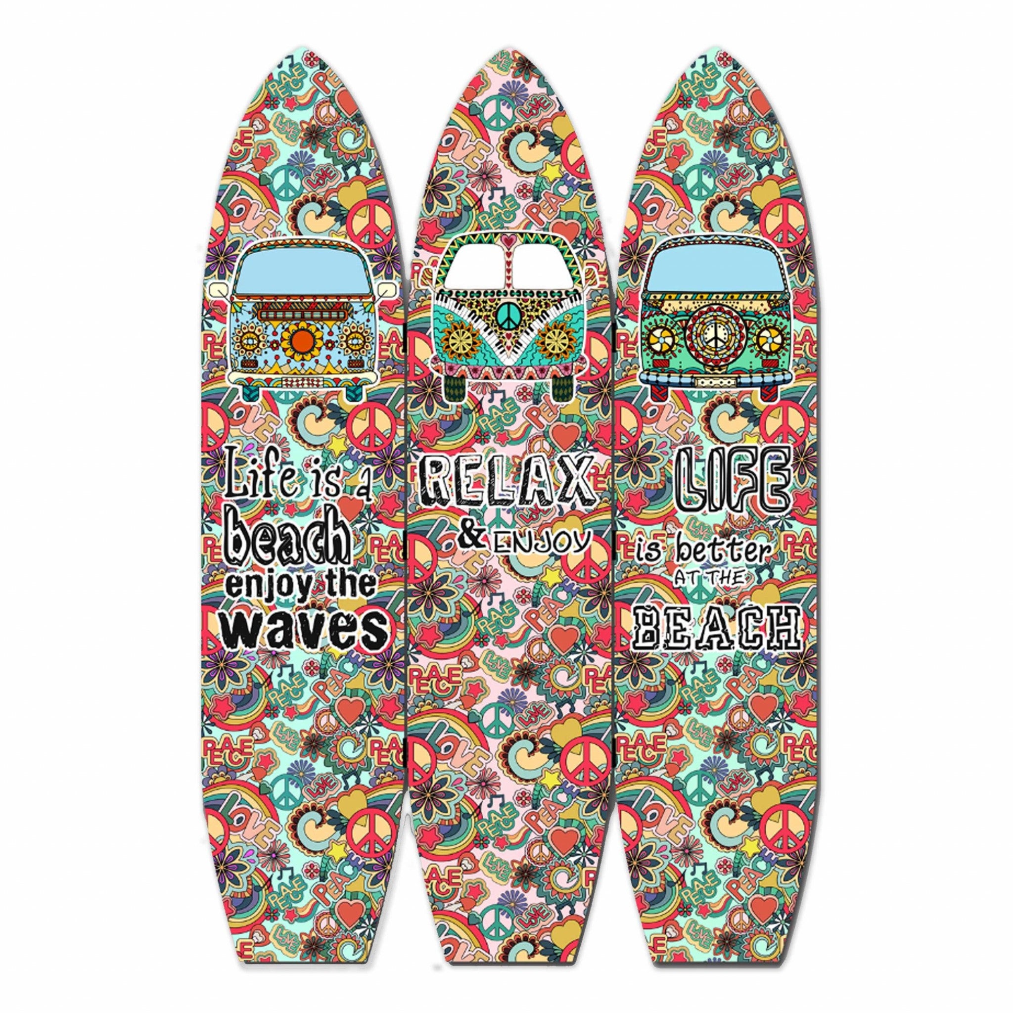 47 X 1 X 71 Multicolor Vintage Wood Surfboard  Screen