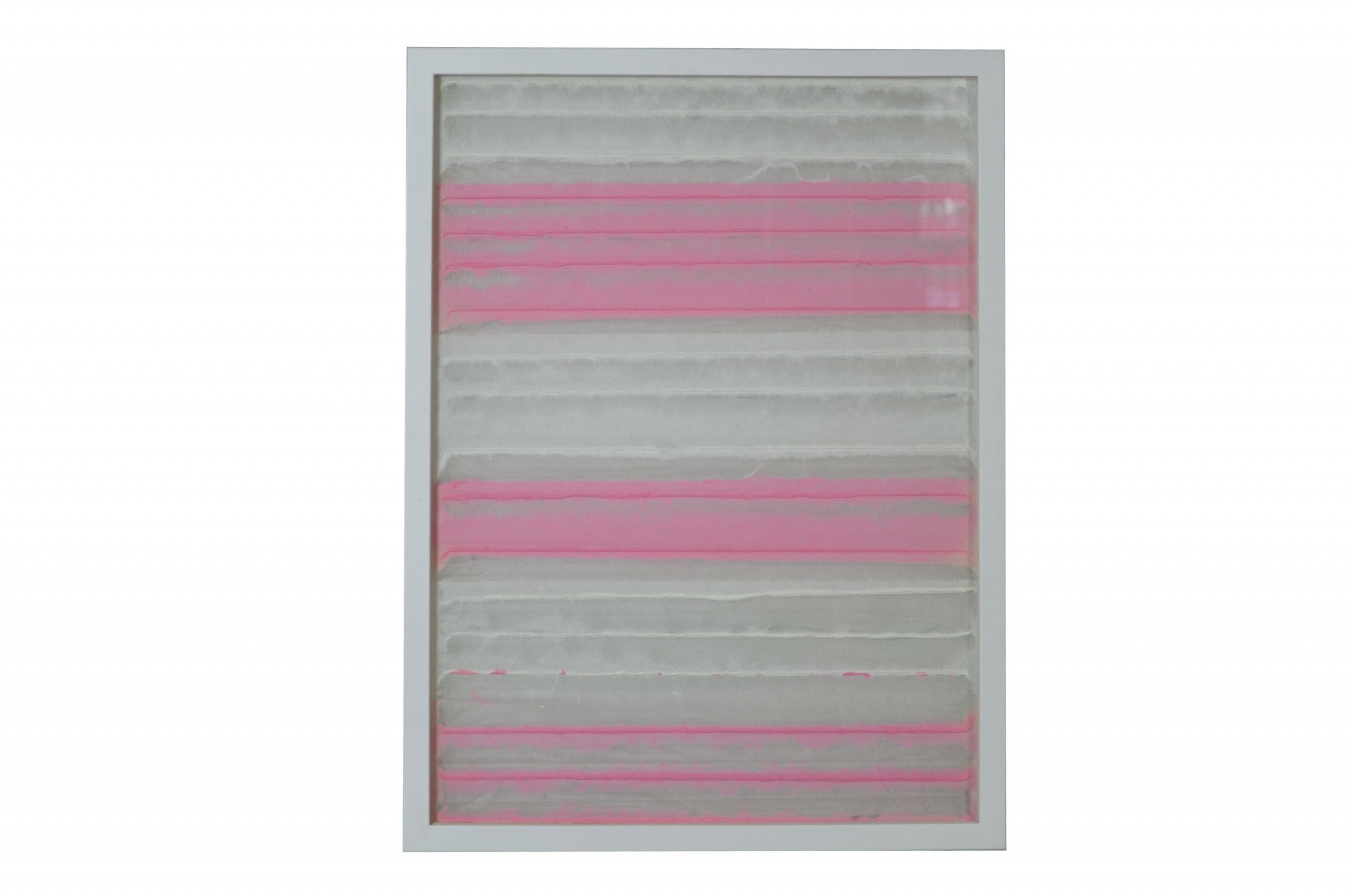 Fun White And Pink Stripes Shadow Box Wall Art