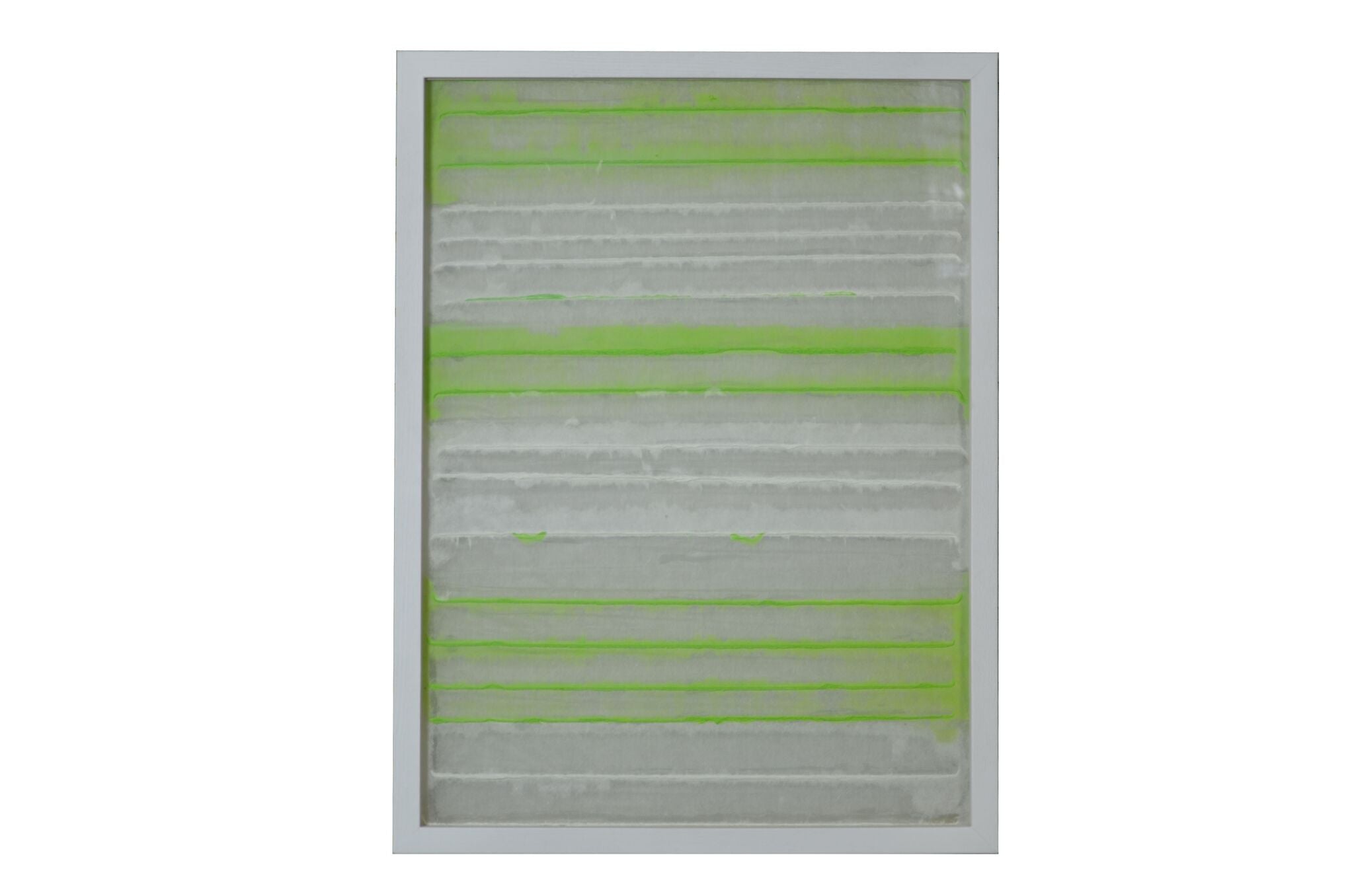 Fun White And Green Stripes Shadow Box Wall Art