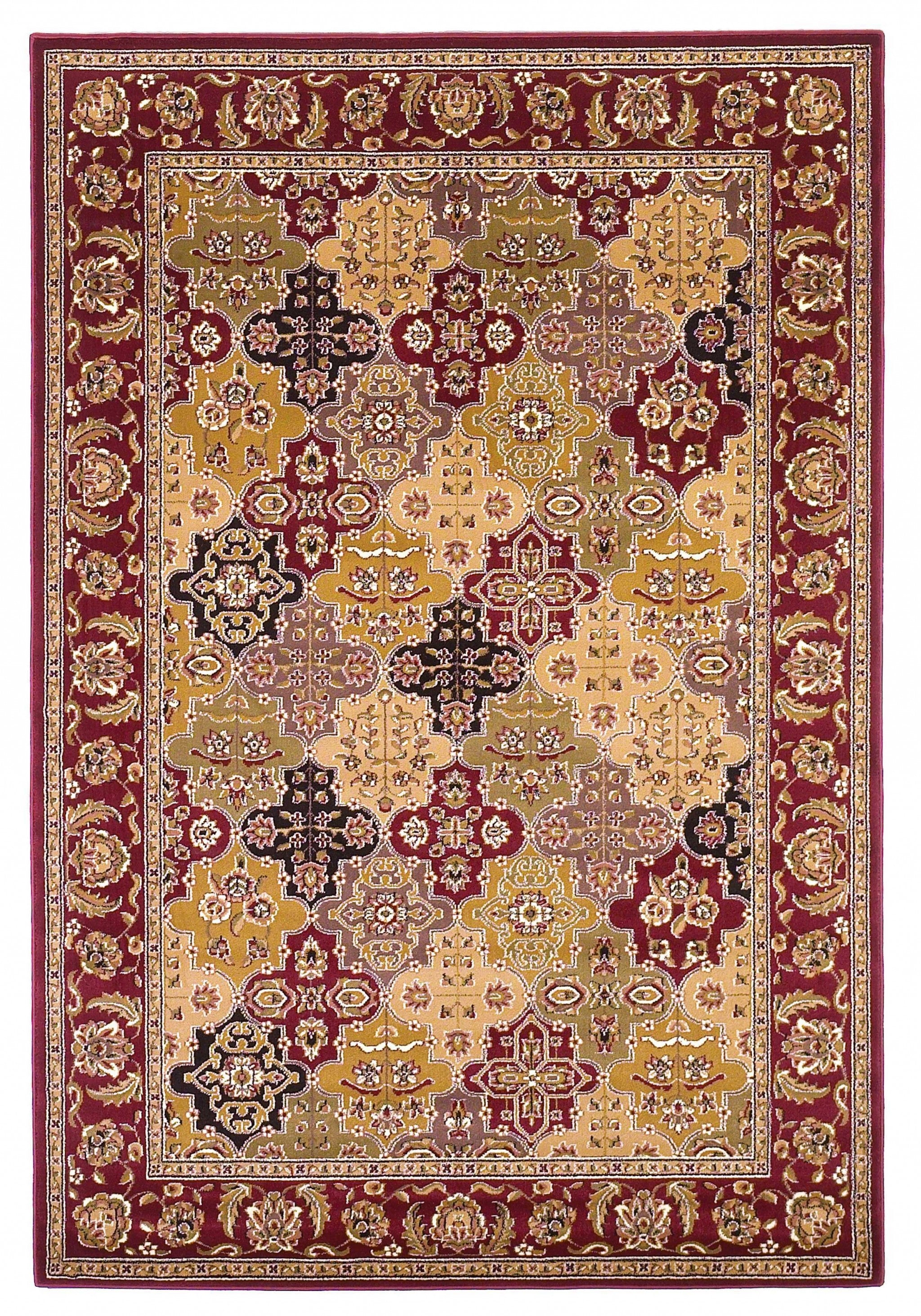 10'X13' Red Machine Woven Traditional Quatrefoil Indoor Area Rug