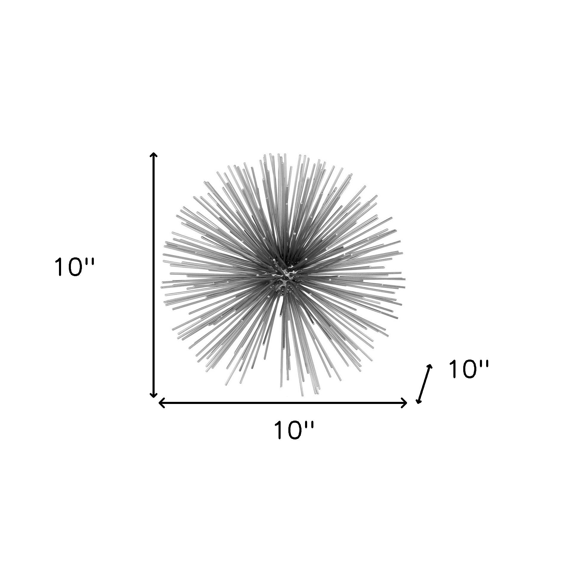 8" Silver Metal Spiky Sphere Tabletop Sculpture