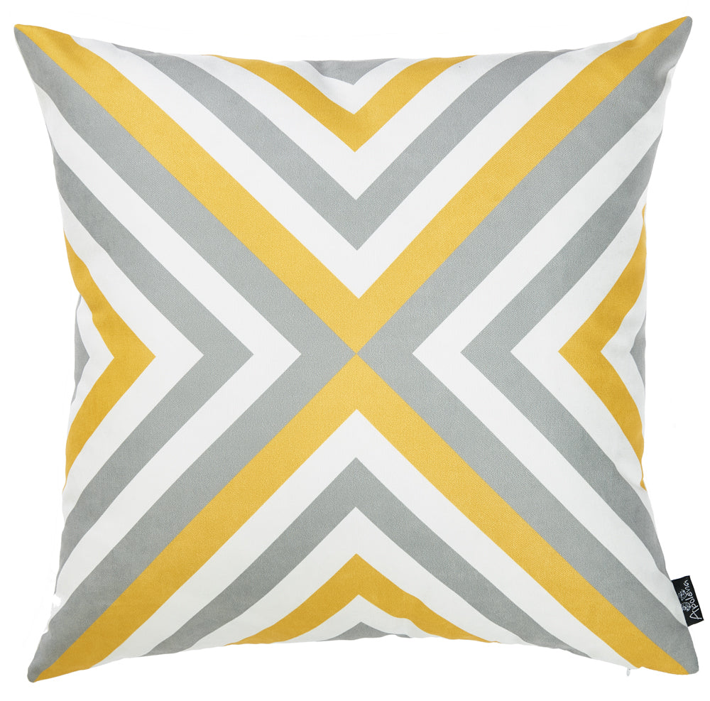 Yellow And Gray Geometric Decorative Throw Pillow Cover