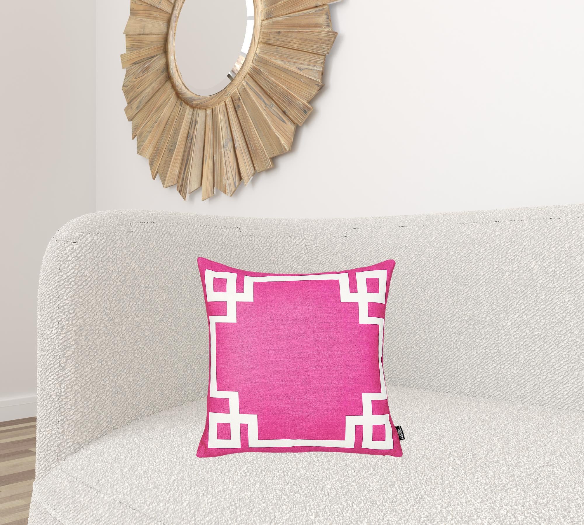 Bright Pink And White Geometric Decorative Throw Pillow Cover