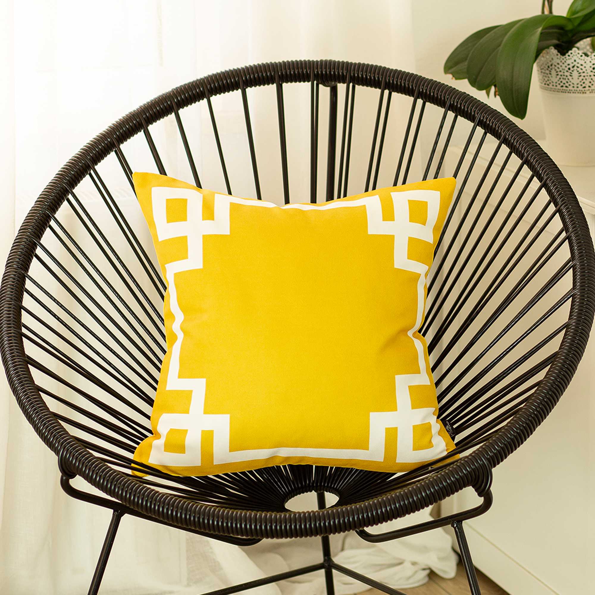 Yellow And White Geometric Decorative Throw Pillow Cover