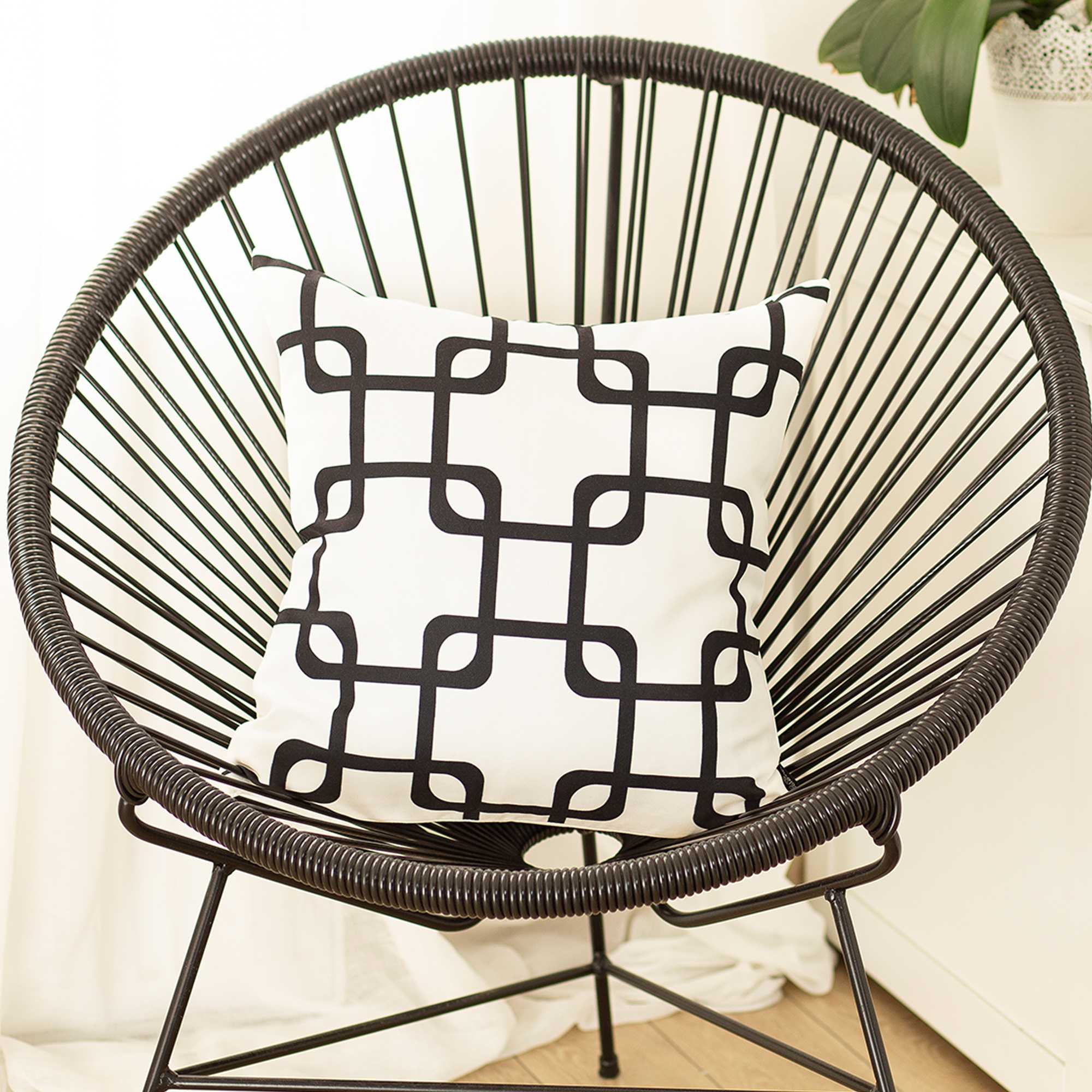 Black And White Geometric Squares Decorative Throw Pillow Cover