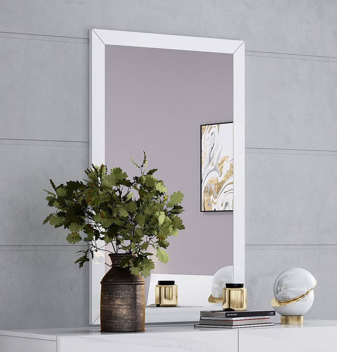 White Rectangle Accent Mirror