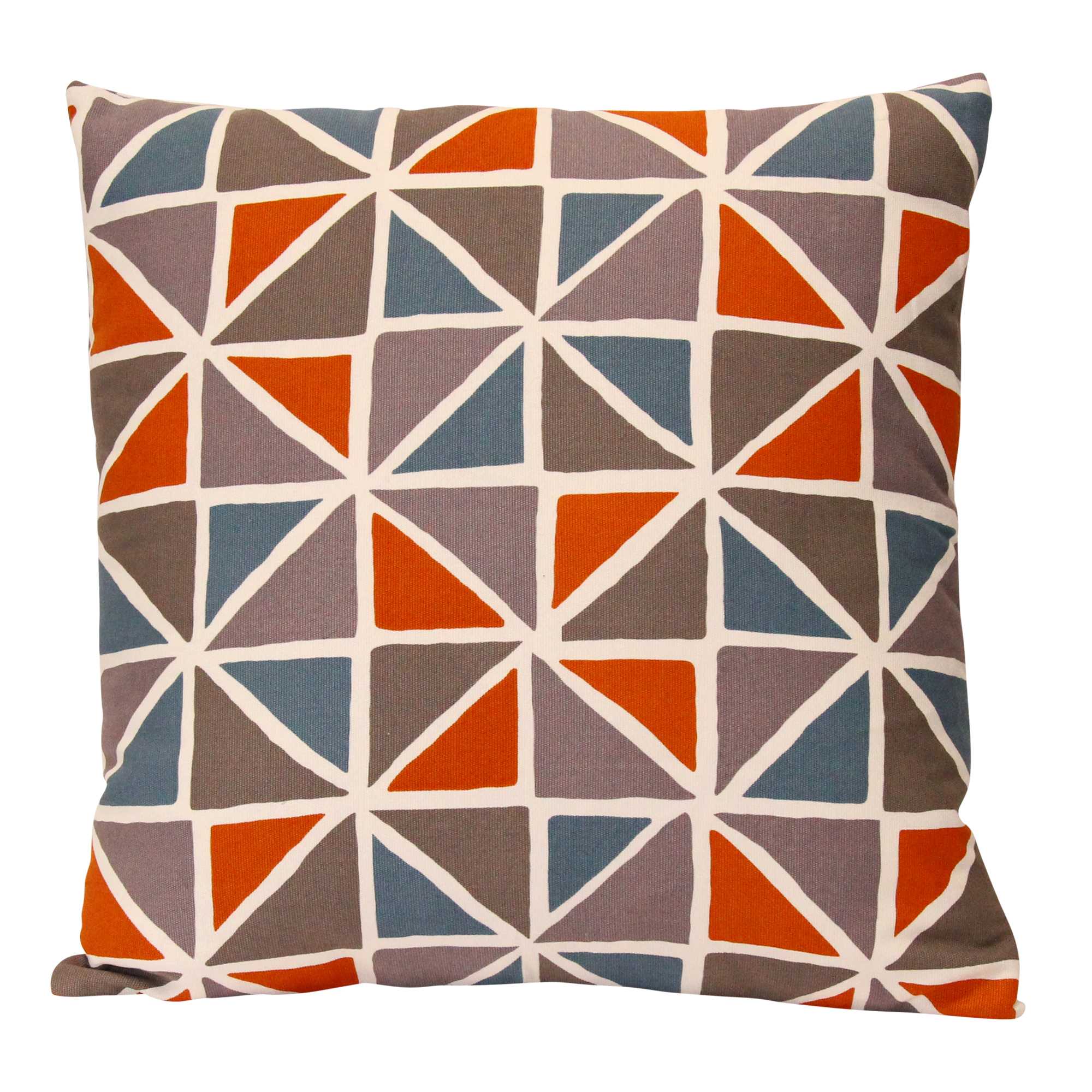 18" Blue and Orange Geometric Throw Pillow