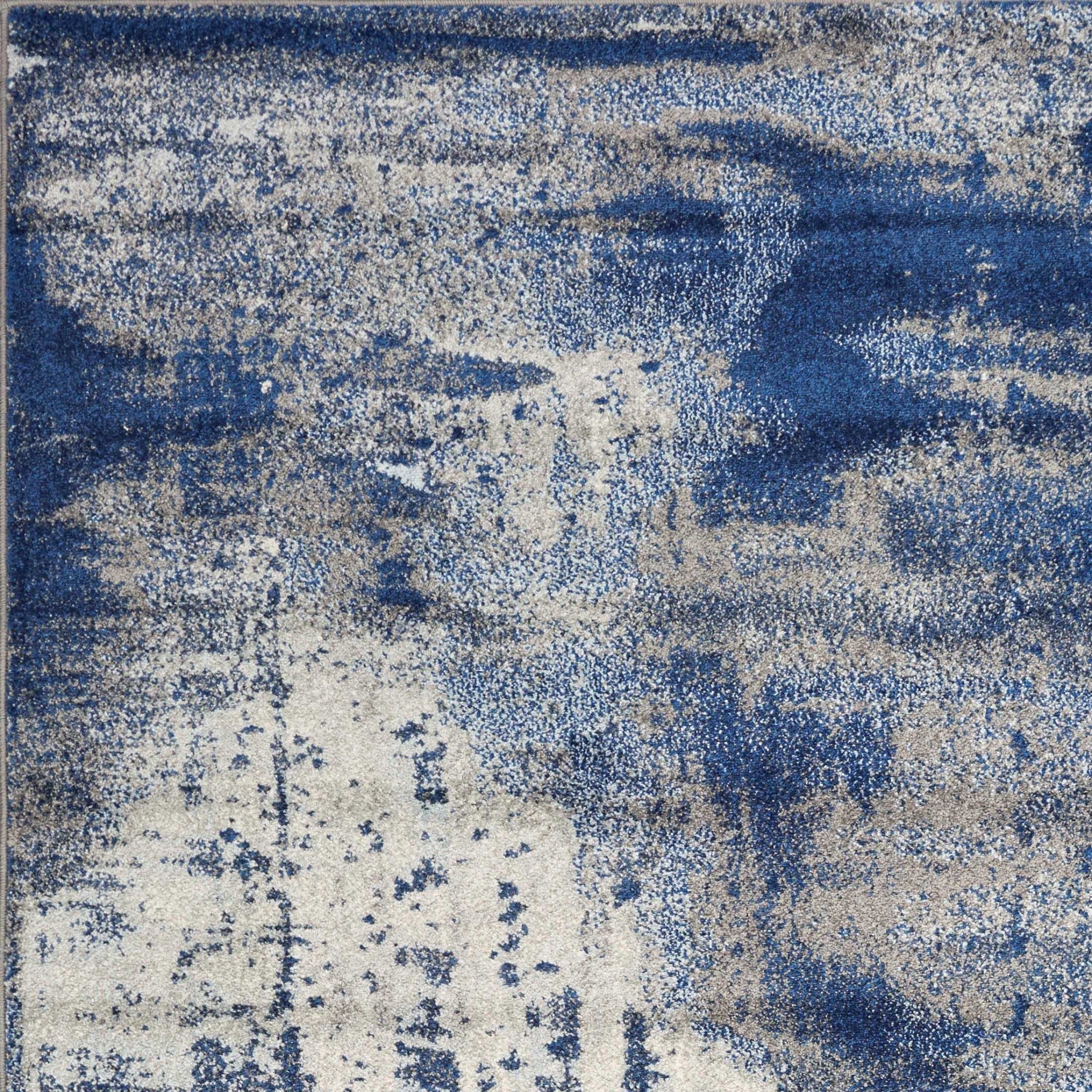 3' X 5' Ice Blue Abstract Brushstrokes Area Rug