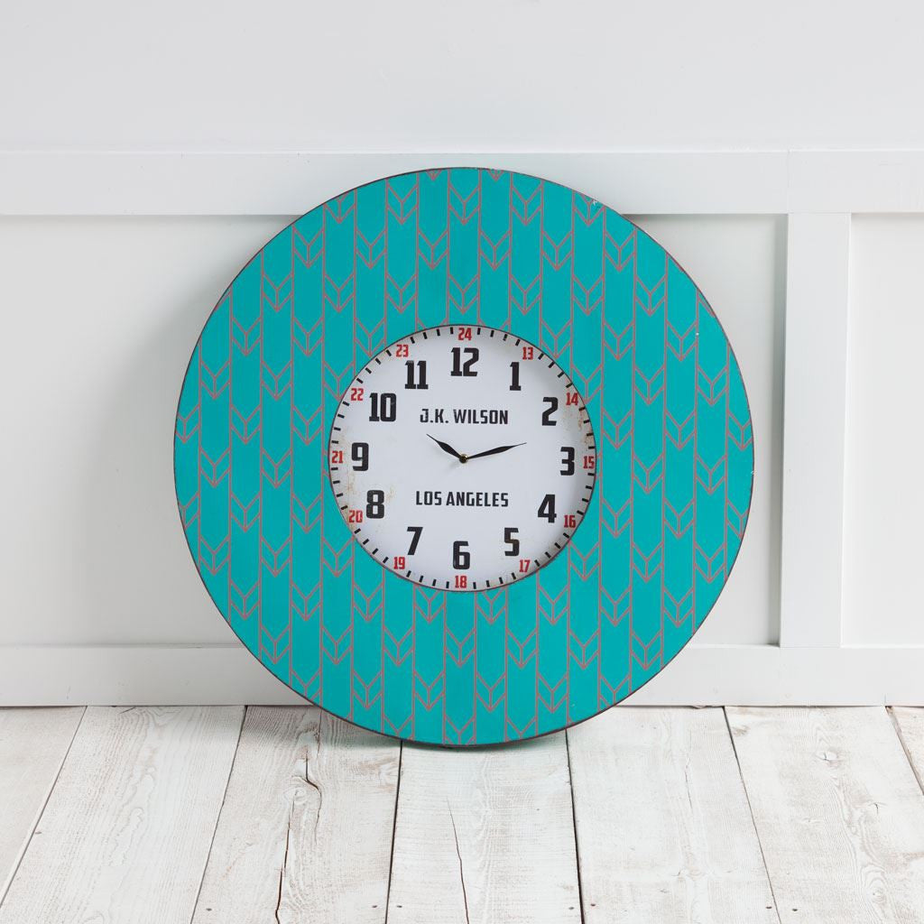 4" Circle Teal Blue Wood Analog Wall Clock