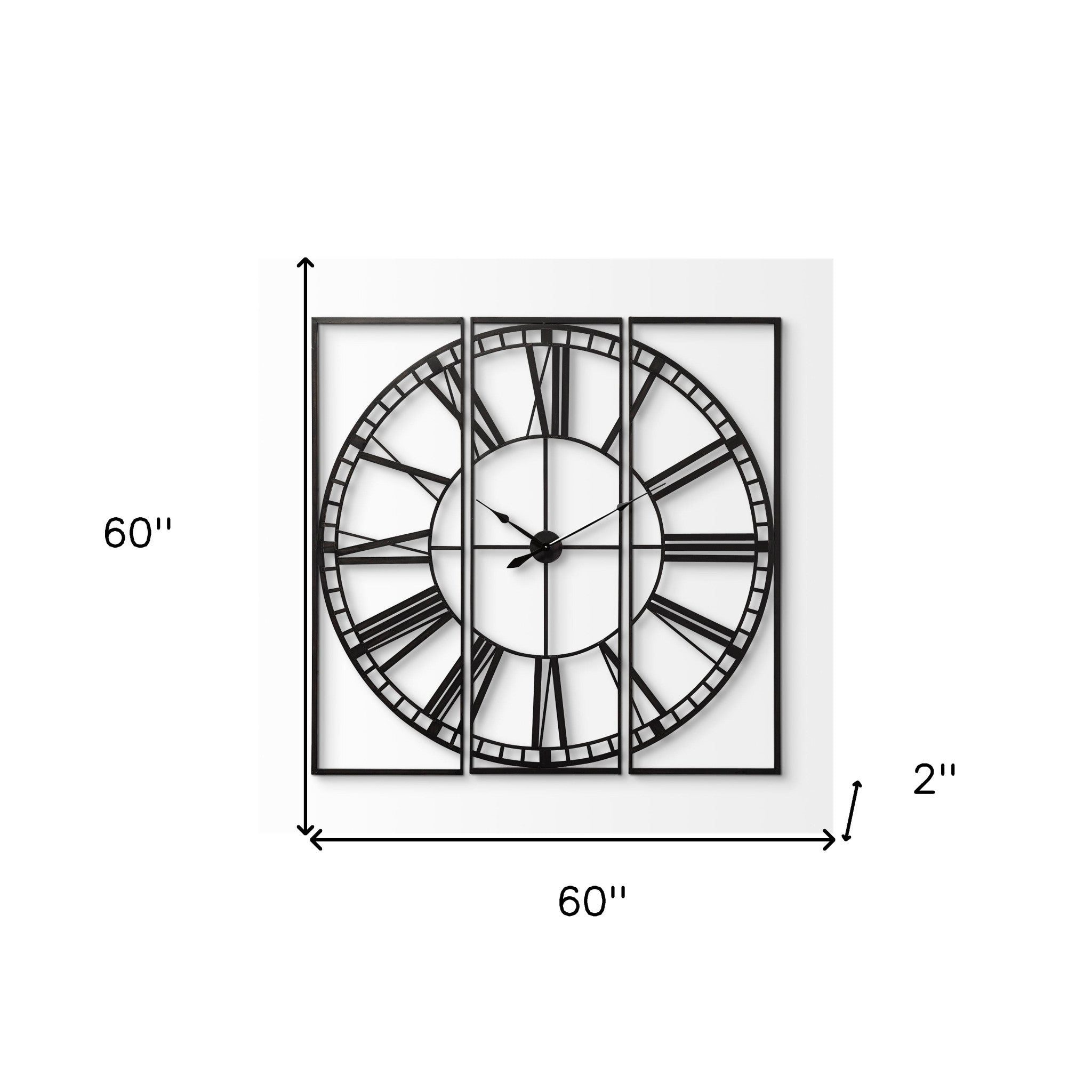 60" Round and Square Industrial Style Wall Clock