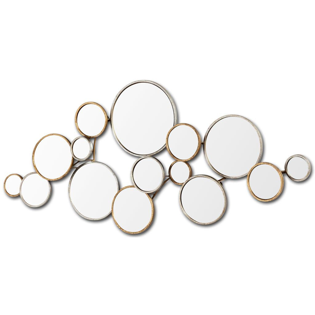 20" Gold and Silver Round Metal Framed Accent Mirror