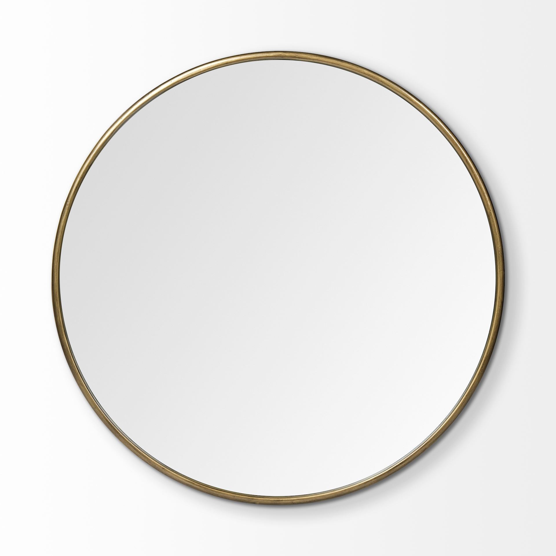 47" Round Gold Metal Frame Wall Mirror