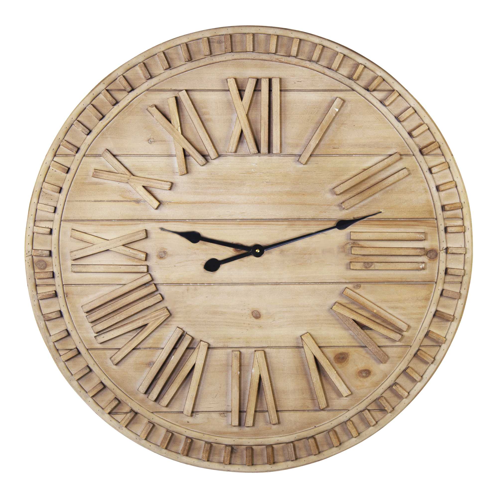 32" Circle Brown Wood Analog Wall Clock