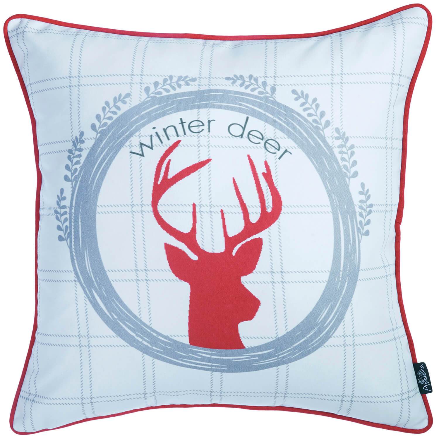 Set Of 4 18" Winter Deer Throw Pillow Cover In Multicolor