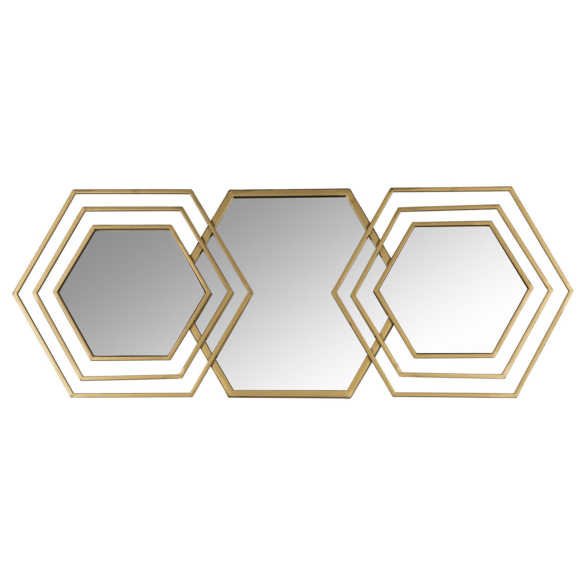 Gold Hexagon Accent Metal Mirror