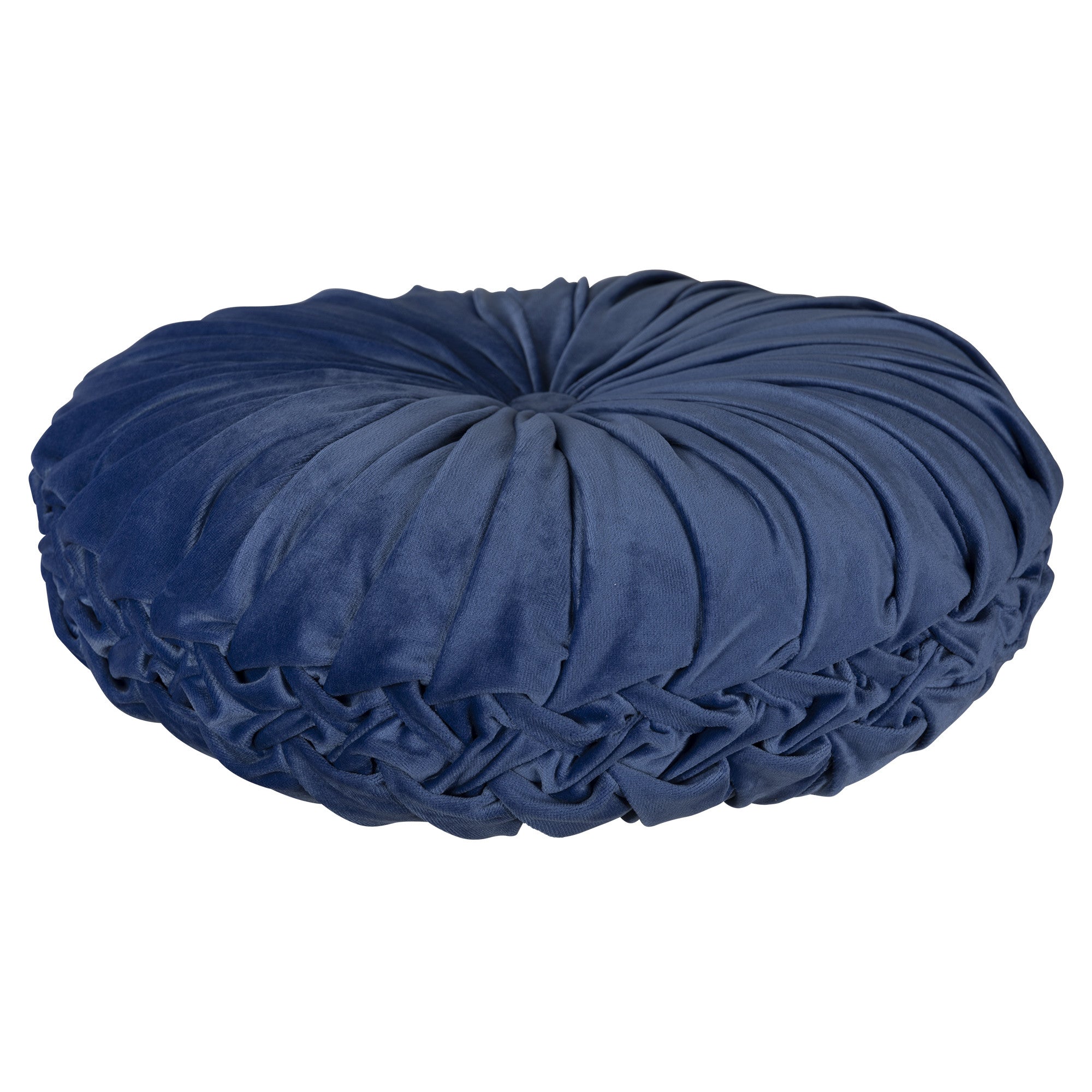 15" X 15" Blue Round Velvet Throw Pillow