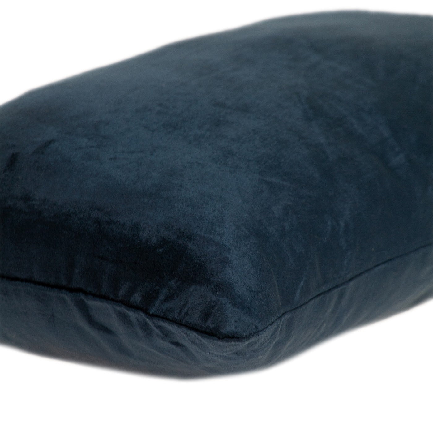 Inky Blue Velvet Lumbar Throw Pillow