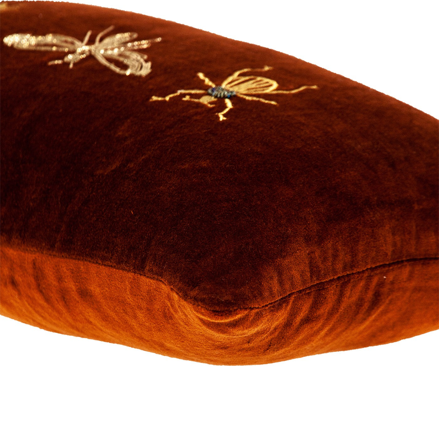 Golden Insects Velvet Throw Pillow