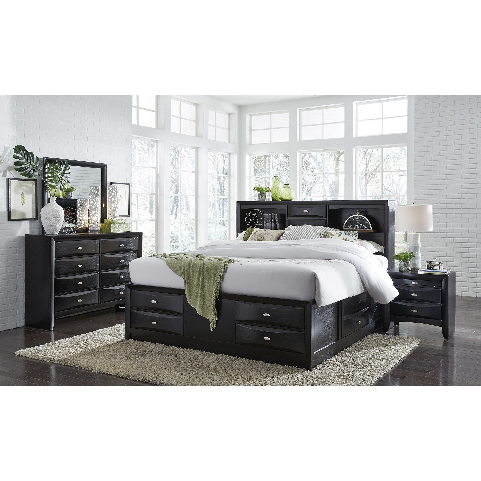 Black Mirror With Rectangular Sleek Wood Trim