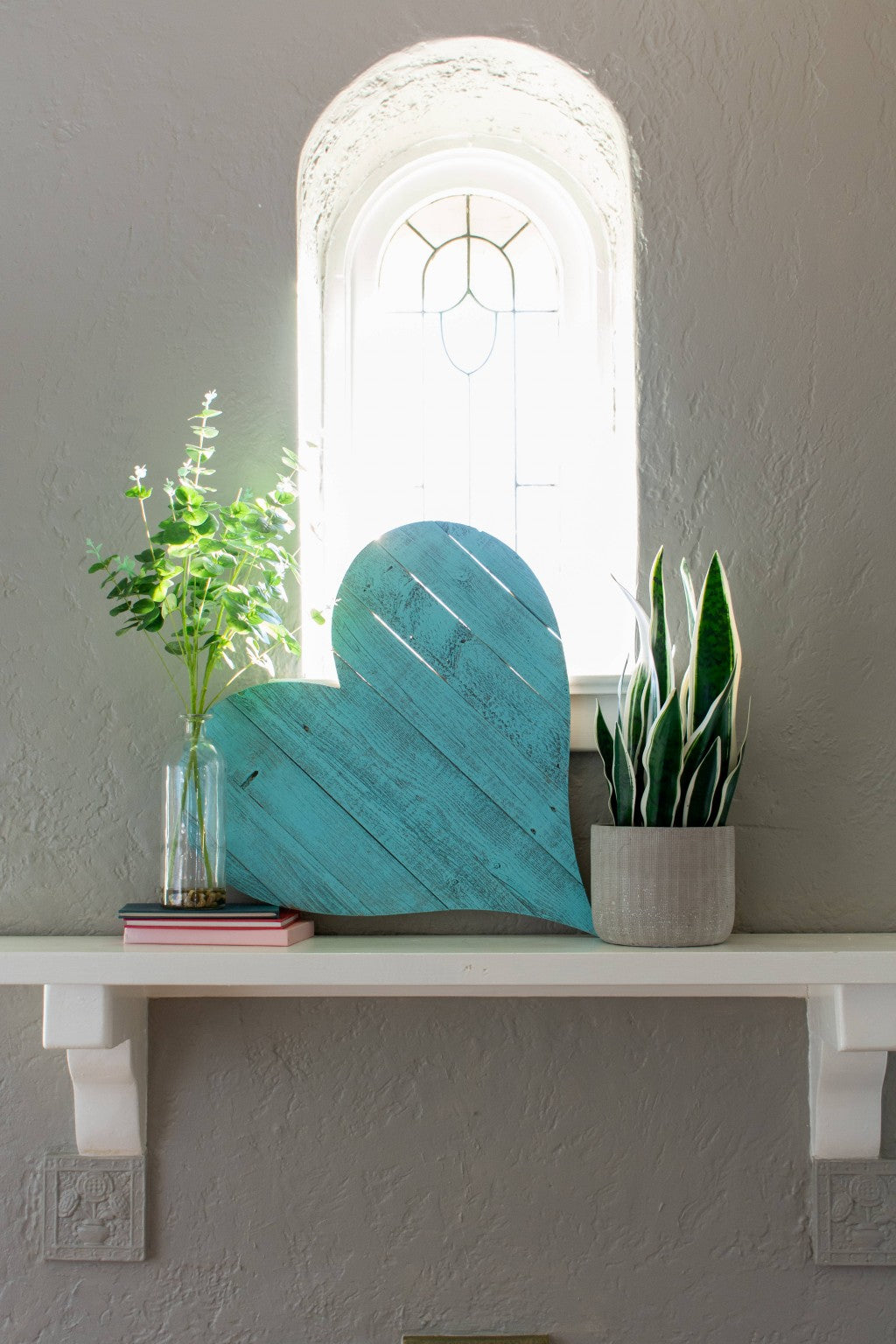 12" Farmhouse Turquoise Large Wooden Heart