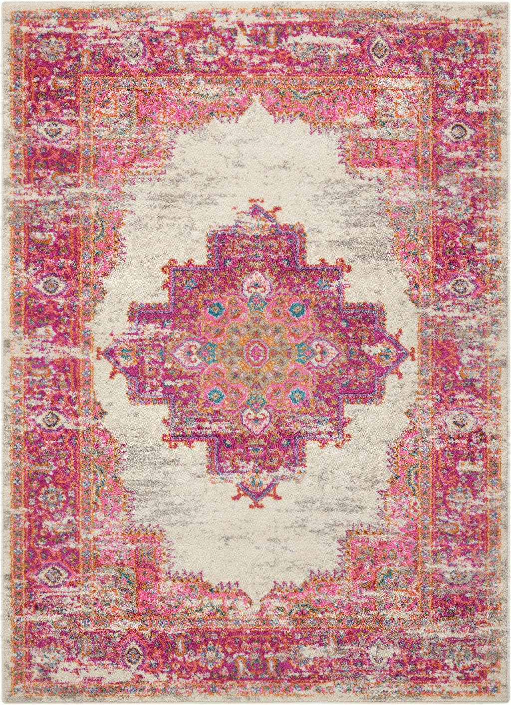 6' Fuchsia Power Loom Runner Rug