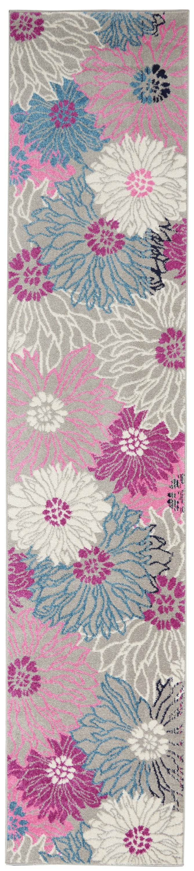 2' X 3' Gray Floral Power Loom Area Rug