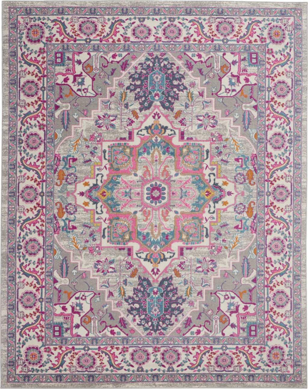 4' X 6' Pink And Gray Power Loom Area Rug