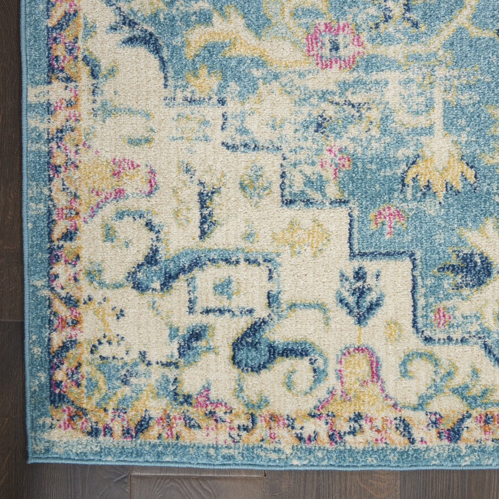 4' X 6' Blue And Ivory Dhurrie Area Rug