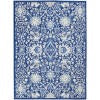 4' X 6' Navy Blue Floral Dhurrie Area Rug