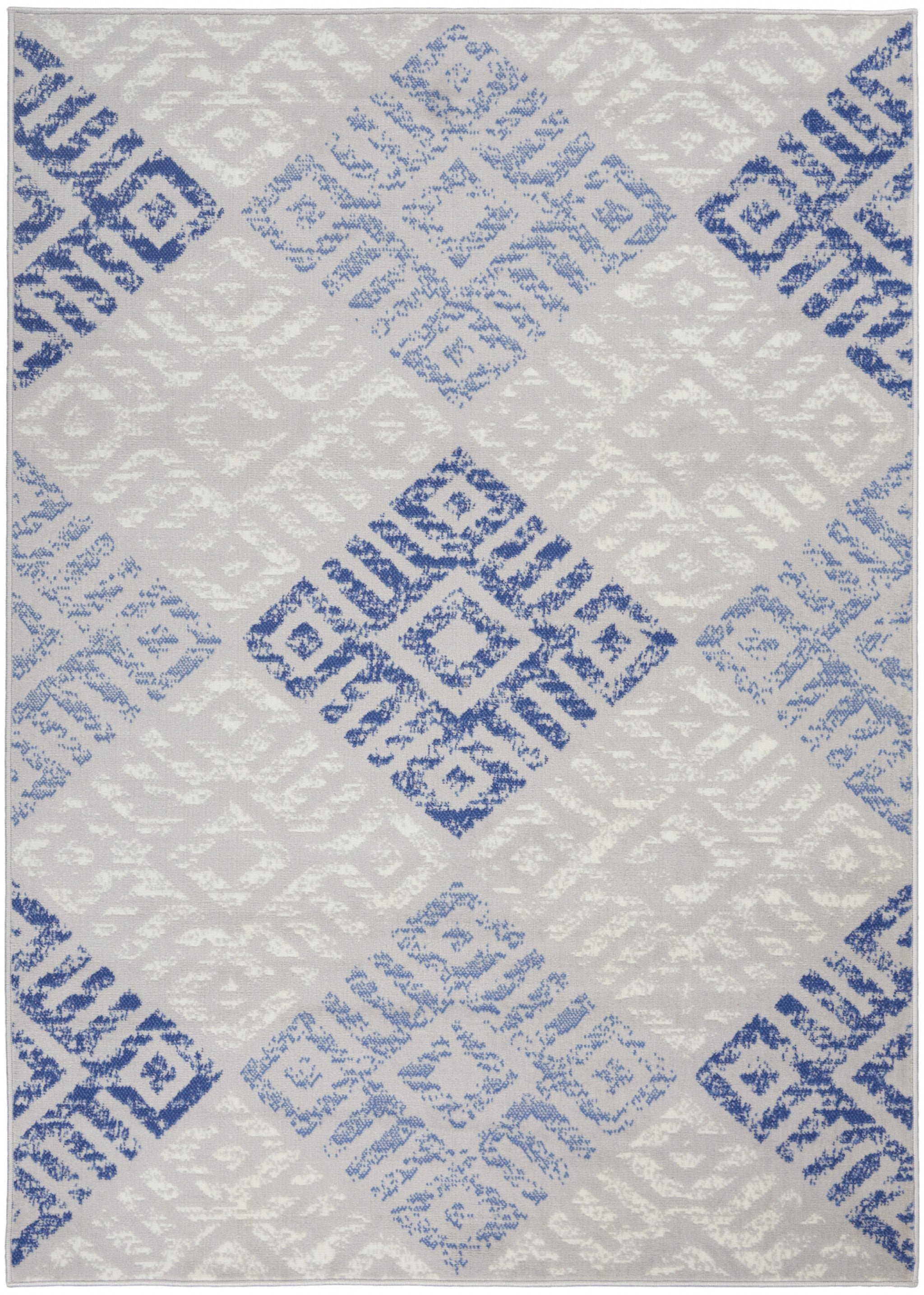 4' X 6' Blue Gray Geometric Dhurrie Area Rug