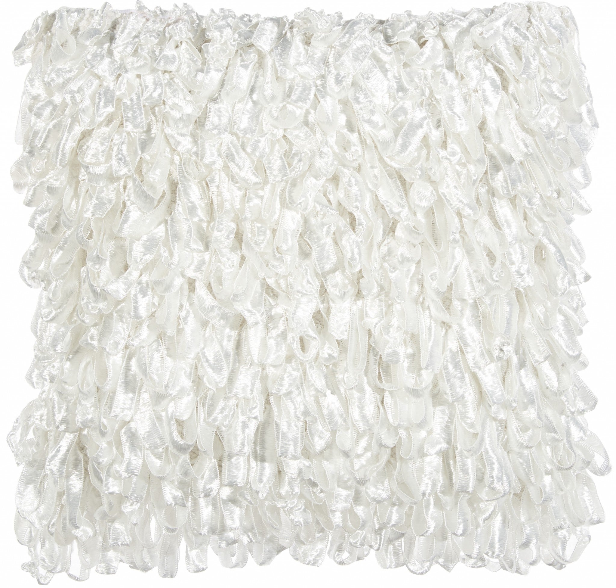 Shiny White Shaggy Throw Pillow