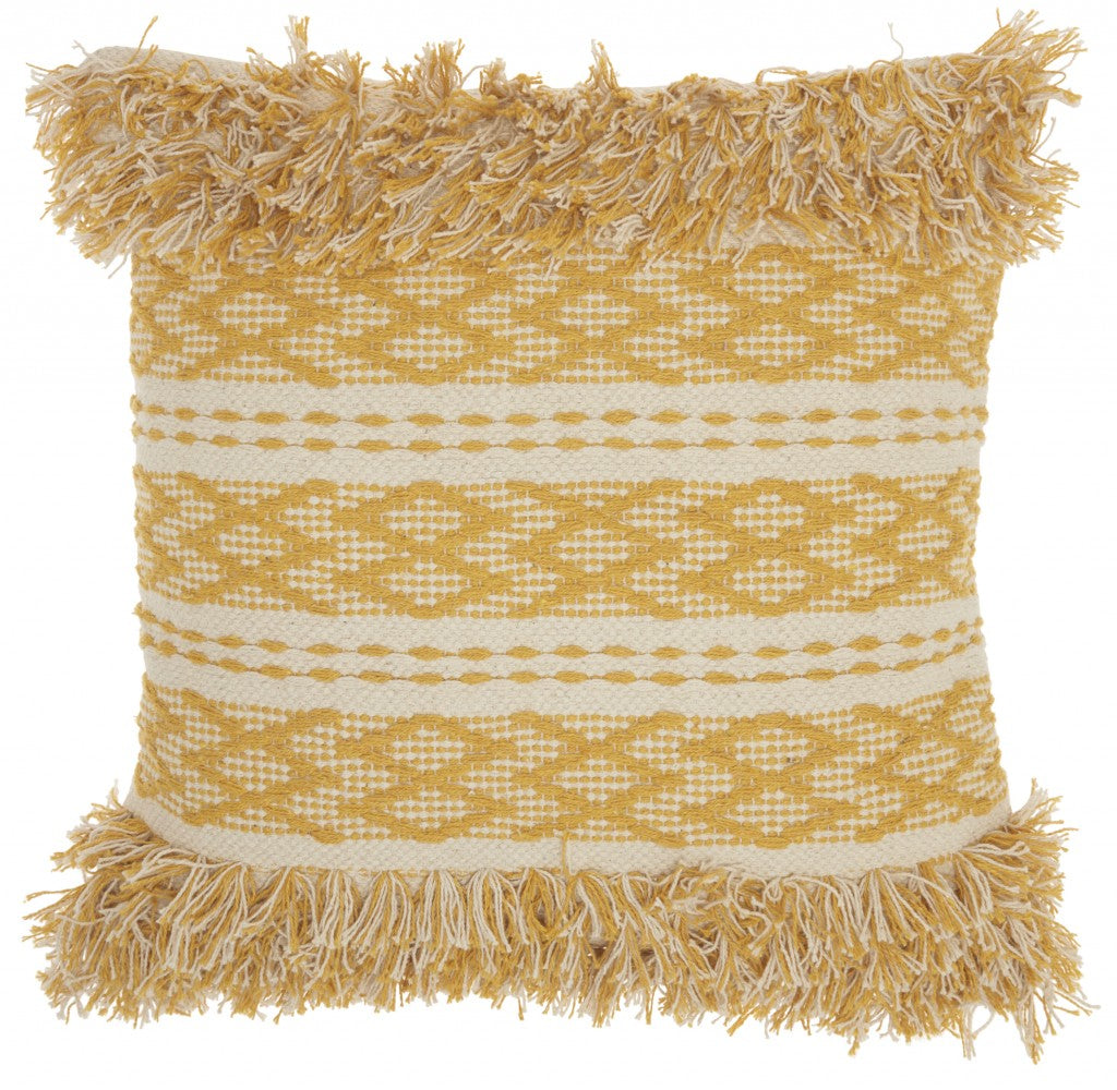 Mustard And Ivory Textured Throw Pillow