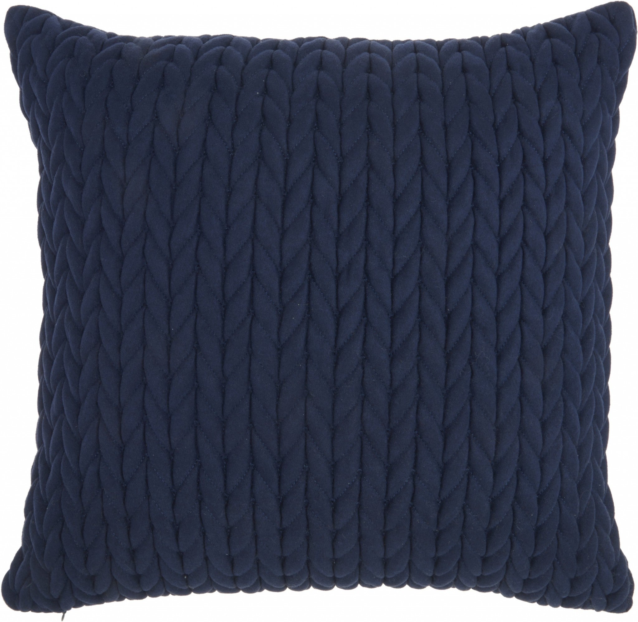 18" X 18" Navy Blue Braided Polyester Zippered Pillow