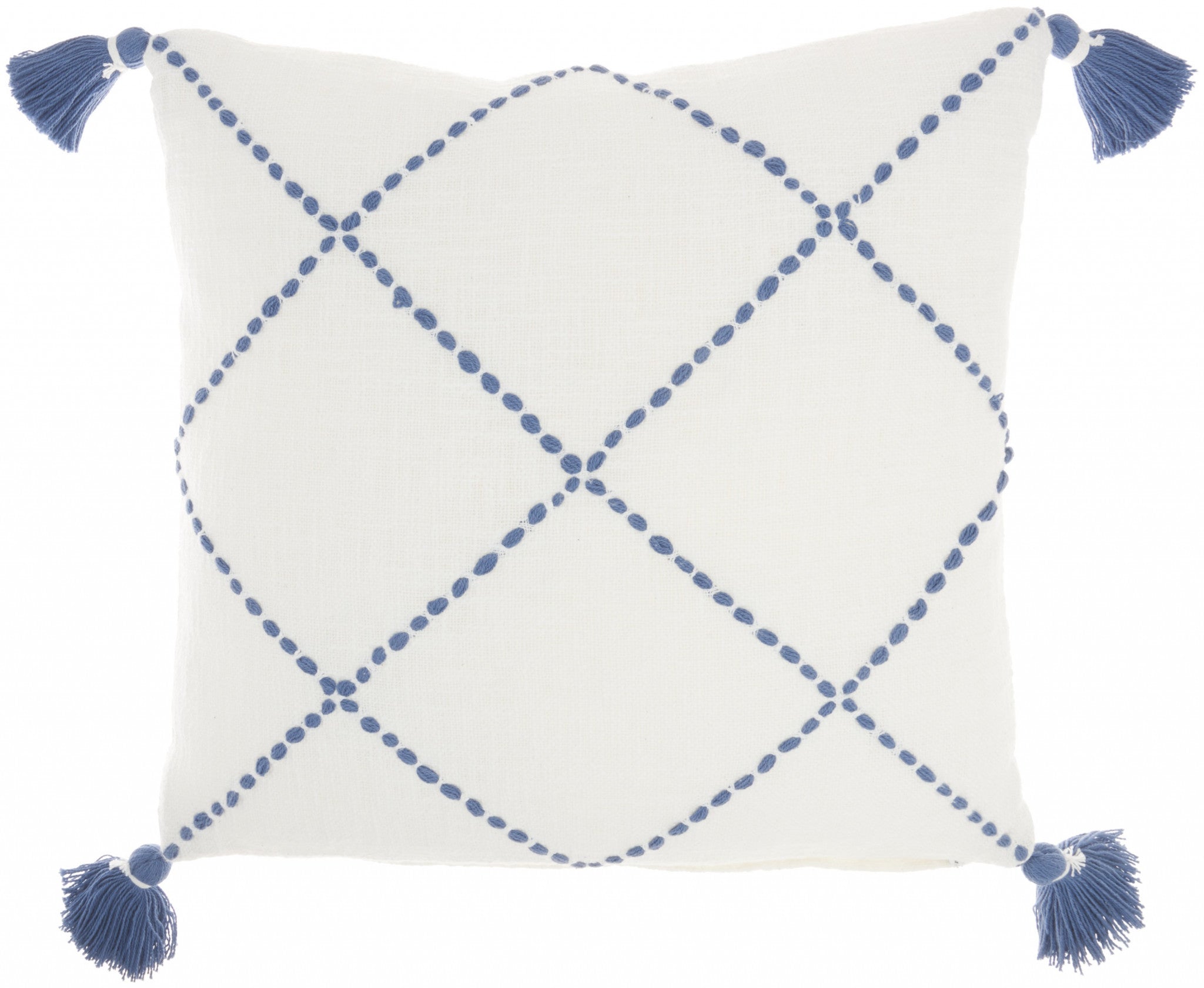 Boho Blue Cotton Accent Throw Pillow